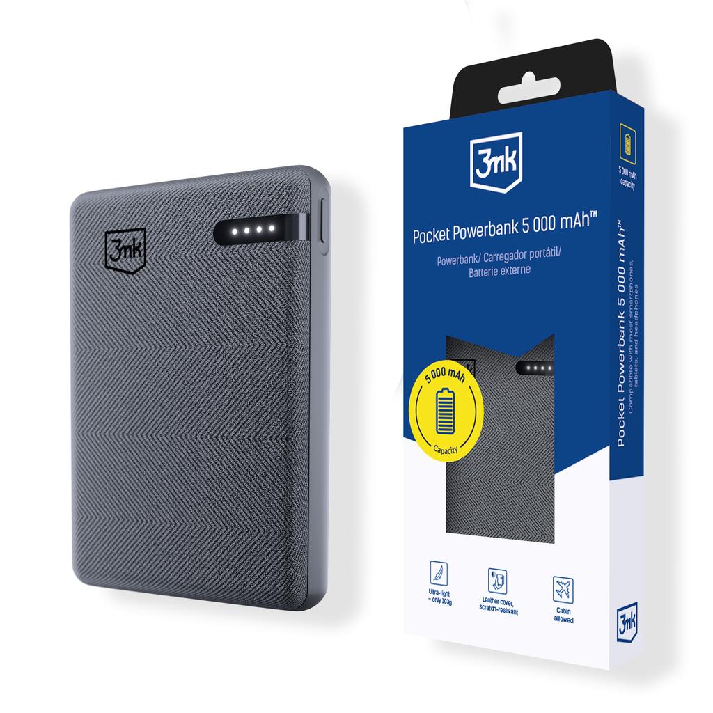 Accessories - 3Mk Pocket Powerbank 5,000Mah 12W Usb 1C-Grey