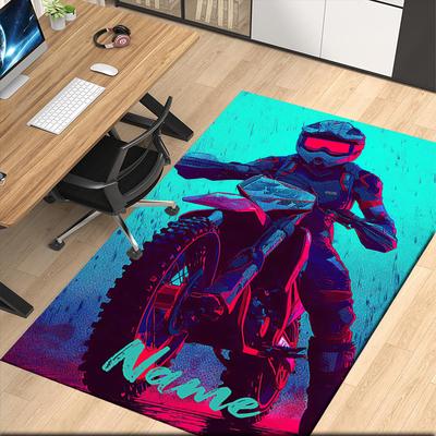 Custom Name Off-road Motorcycles Printed Carpet, for Office Chair Living Room Bedroom Kitchen Room Decor Gifts.