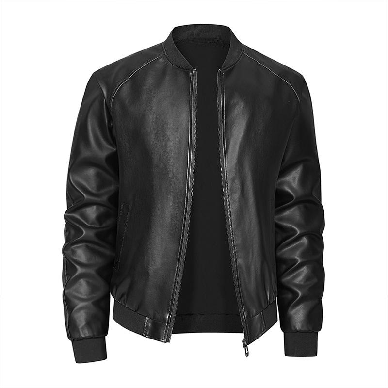 High-end Jacket for Men's Spring New Trendy Handsome Casual Stand-up Collar Jacket for Men's Leather Jacket