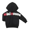 MIKI HOUSE Long Sleeve Hoodie with Logo, Zip-Up, Solid Color, Made In Japan, for Boys and Girls, Baby/Kids' Clothing, Size 90cm, Black, 10-3729-491