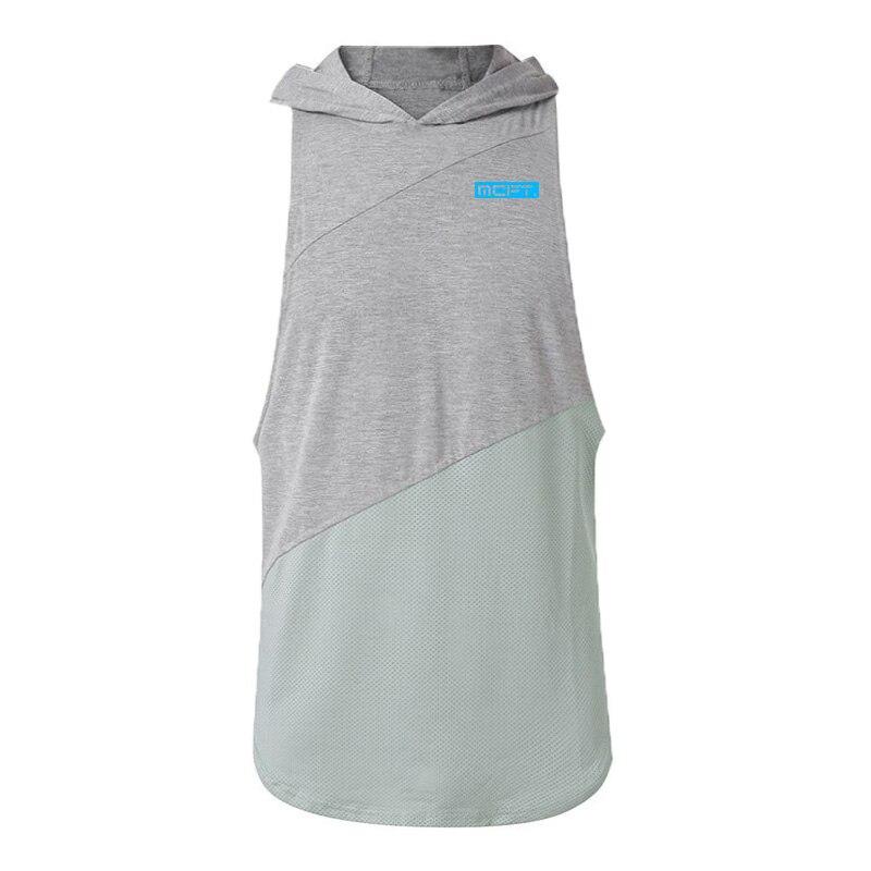 Muscleguys Summer Fitness Hooded Sleeveless Loose T-shirt Men's Fashion Brand Youth Hip Hop Vest