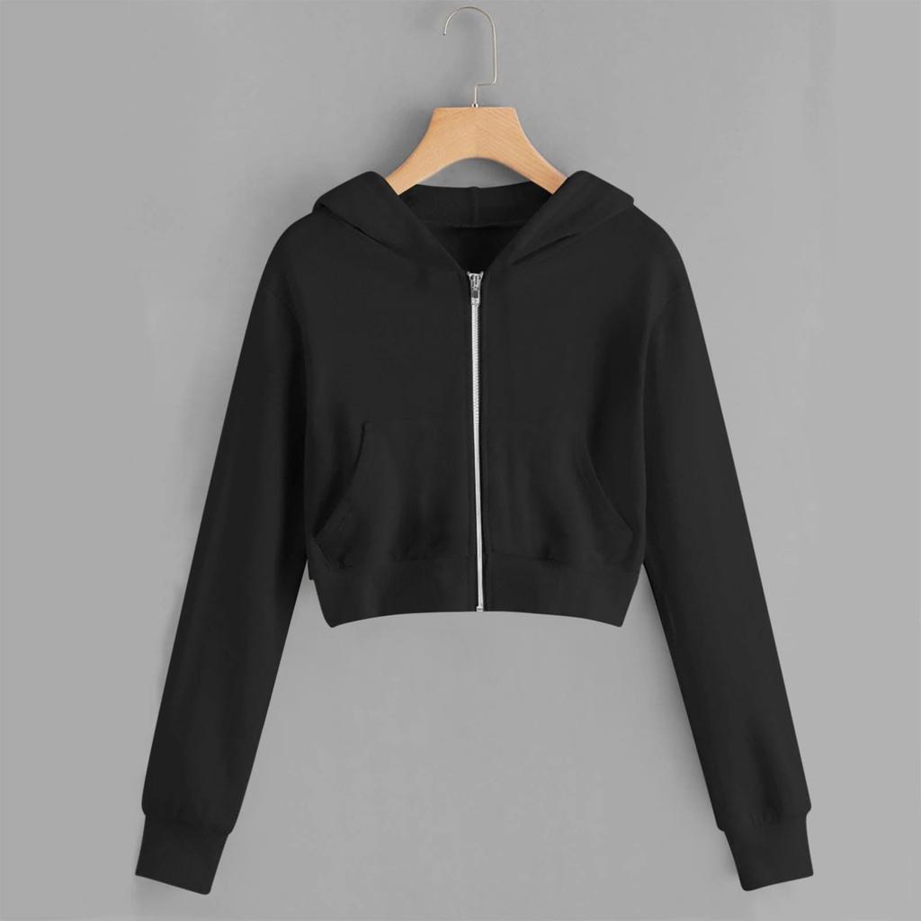 Girls' Color Short Hoodie Casual Pullover for Fall and Winter Everyday Wear