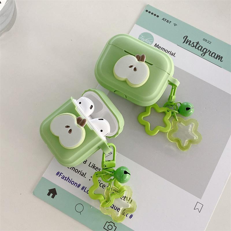 Matcha green three-dimensional apple for AirPods 1 generation protective case second generation 1 generation pro1 apple bluetooth headset case