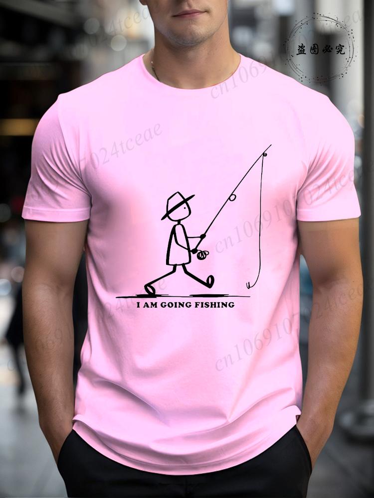 Mens Mens Going Fishing Graphic Casual T Shirt Summer Printed TShirt Soft Round Neck Short Sleeve Tee Shirts Unisex Harajuku