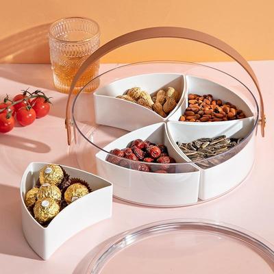 Transparent Portable Simple Dried Fruit Box with Lid Compartmentalized Sealed Snack Candy Box