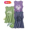 Three-piece Set Elegant Vest for Women Outdoor Mountain-themed Printed Round-neck Women's Tank Top Suitable for Spring and Summer Fashionable Tops