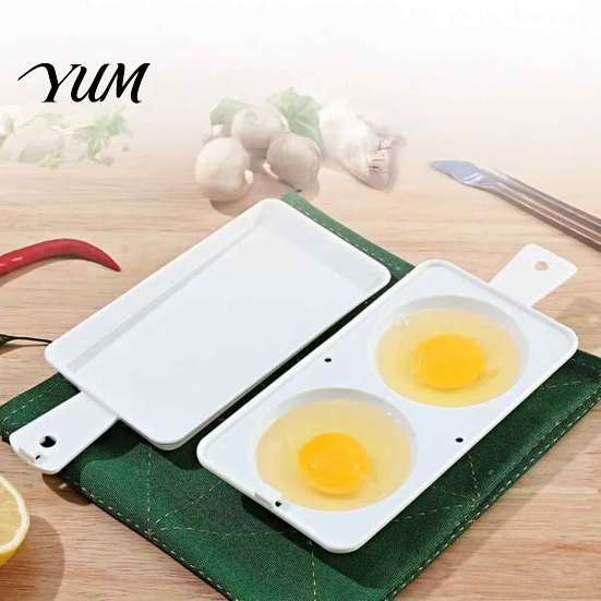 Double Egg Poacher Microwave Poacher, 2?Cavity Steamer Cooker with Lid & Handle, Portable Kitchen Tool Boiler Mold, Quick Breakfast Gadget for Home