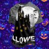 Men's Quick Dry Round Neck Short Sleeve T-Shirt with Halloween Print for Workout and Running