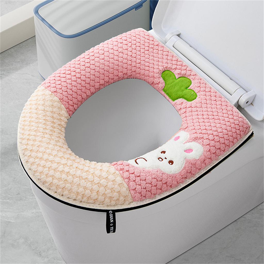 Cartoon Toilet Cover Plus Velvet Toilet Seat Cover Thickened Zipper Cartoon Toilet Mat To Protect Pregnant Women Confin