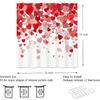 Valentines Day Shower Curtain for Bathroom, Red Hearts Romantic Pink and Red Hearts Bathroom Decor Shower Curtain Sets, Polyester Fabric Shower