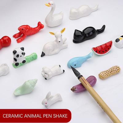 Mini mignon animal pinceau stylo repose ornements en céramique calligraphie chinoise écriture stylo support artisanat stylo oreiller nouveau
