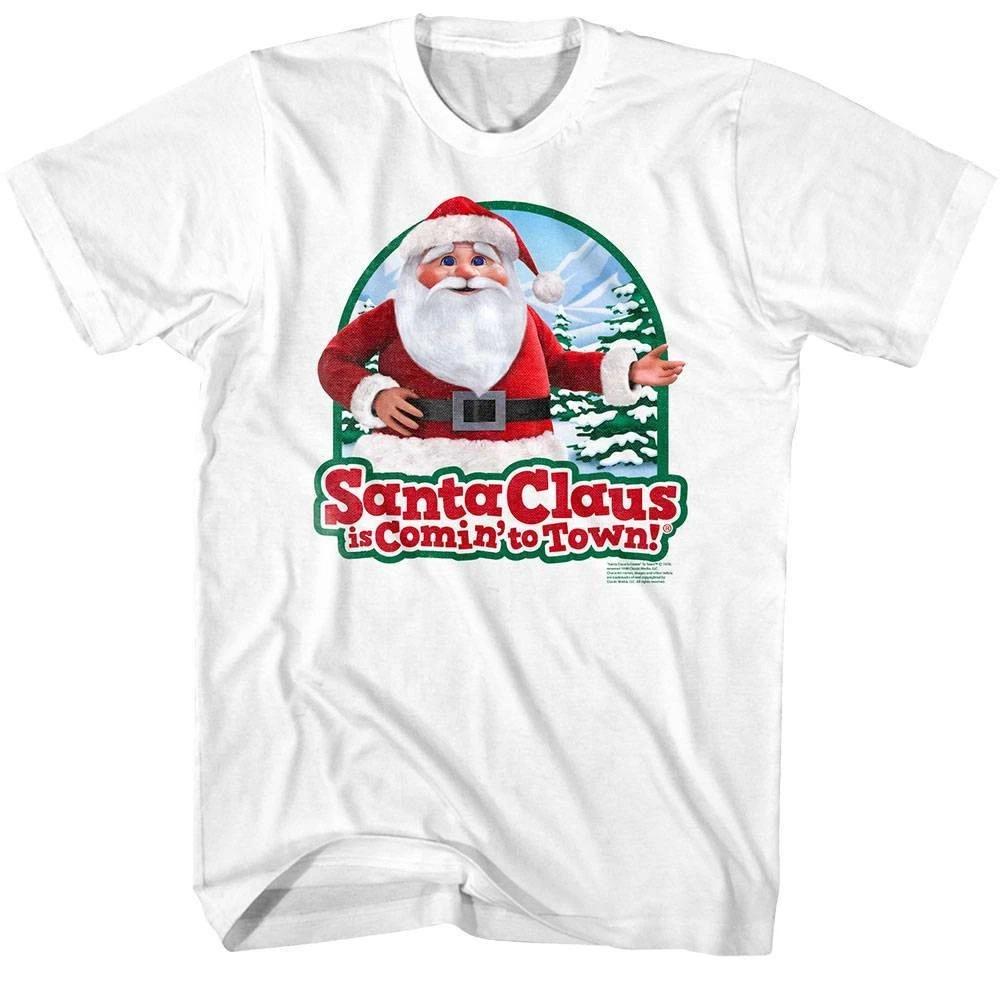 Santa Claus is Comin to Town Winter Pines Men s T Shirt 4XL