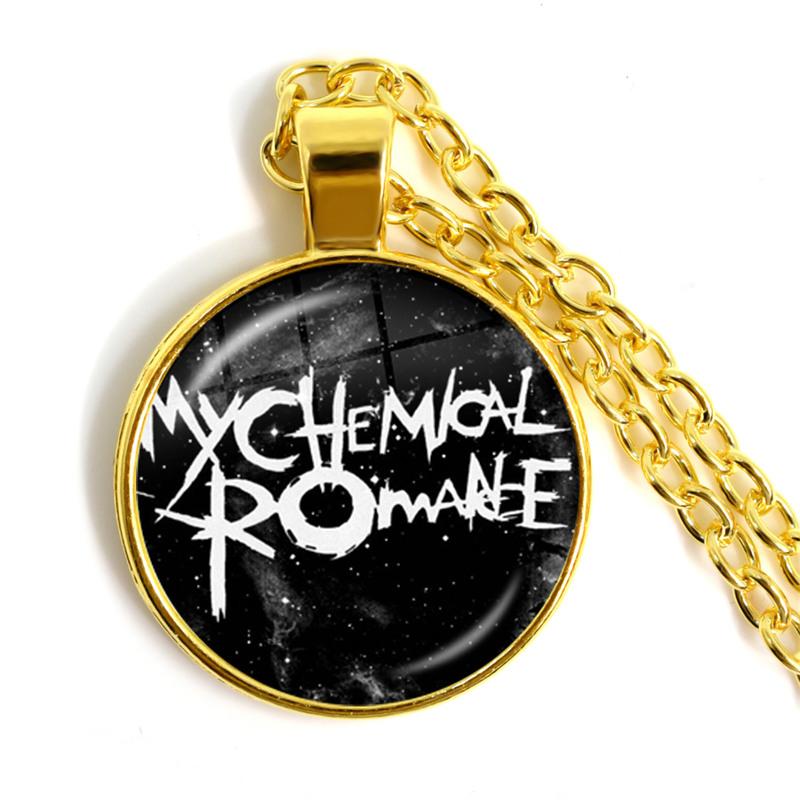 Punkové náhrdelníky Rocková kapela My Chemical Romance Kulatá skleněná kopule Kabošon Náhrdelník Módní Fanoušci Článkový řetěz Šperky