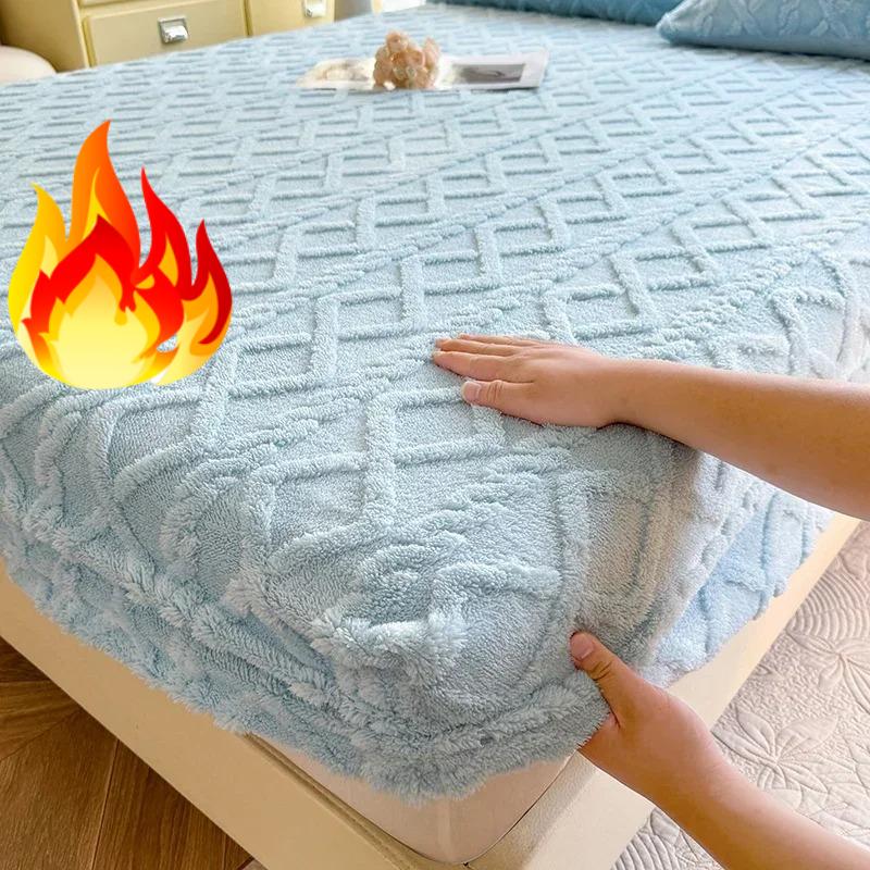 1 Pc Flannel Fleece Bed Sheet for Winter Warm Sofa Bed Matrimonial Coral Fleece Fluffy Fitted Sheets for Double Beds Sheets