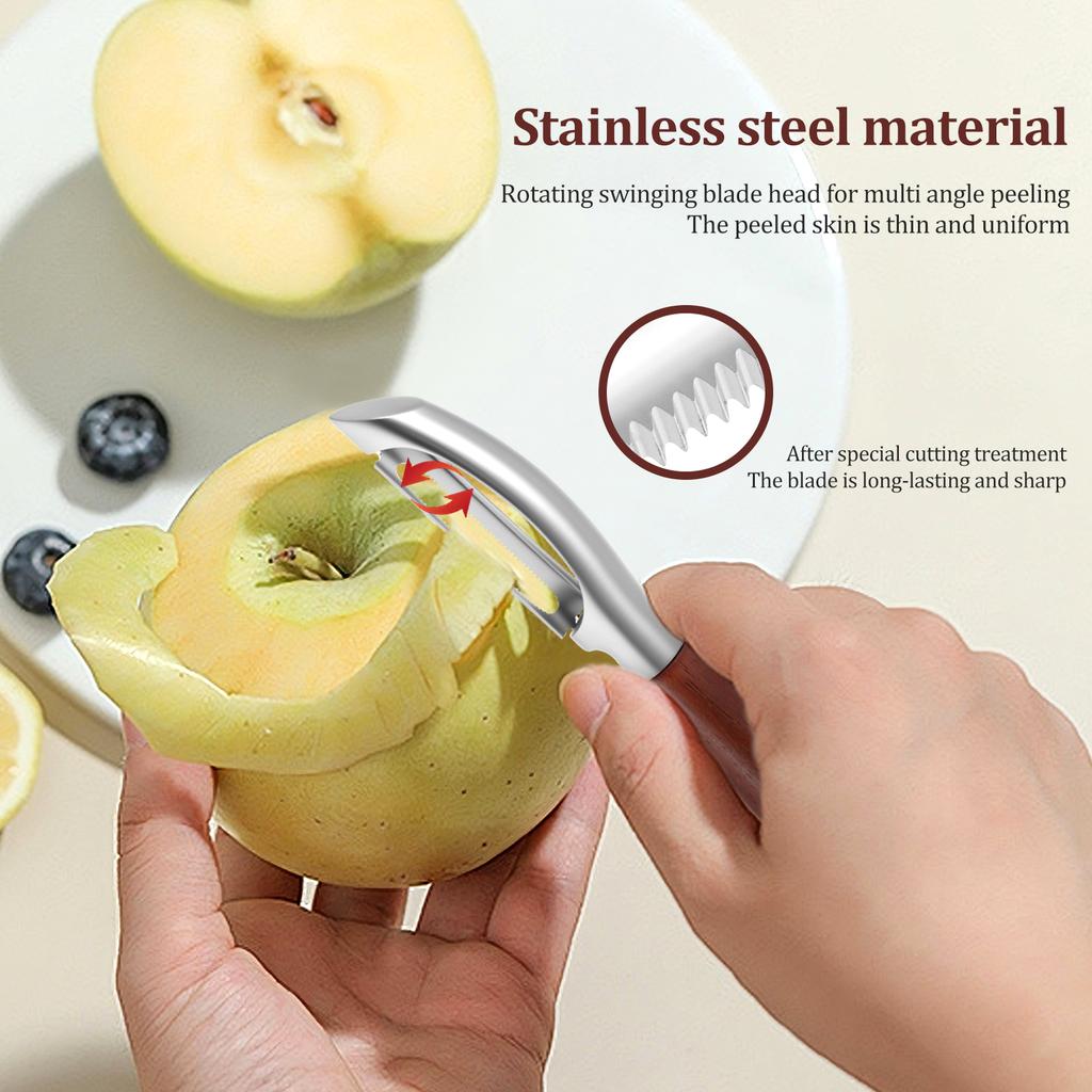 Stainless Steel Peeler Multi-functional Vegetable Peeler with Nonslip Wood Handle Potato Peelers Carrot Peeling Tool for Kitchen