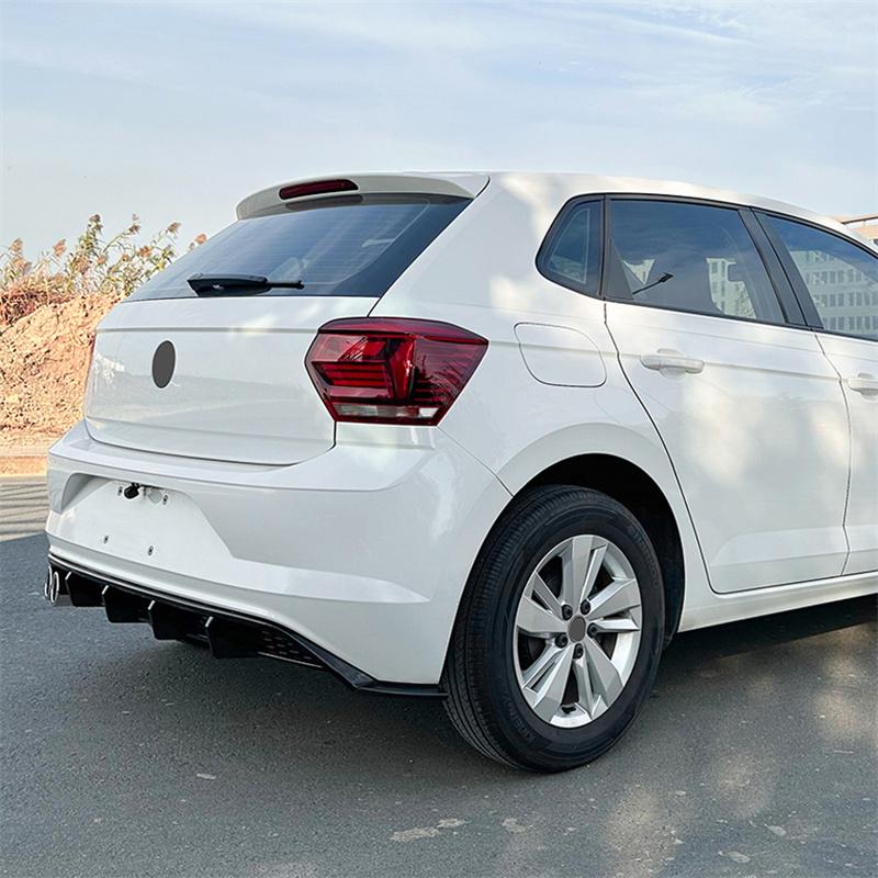 For Volkswagen VW Polo MK6 2019 + Rear Bumper Lip Diffuser Spoiler Splitter Protector Car Styling Auto Decoration 2020 2021