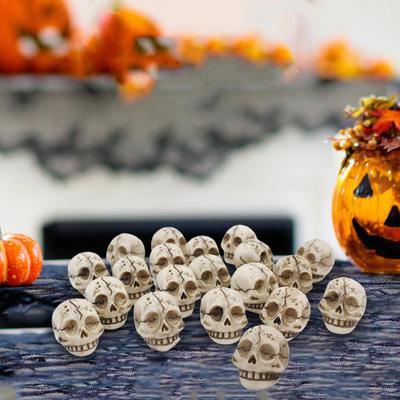 20 kusů Halloweenská soška hlavy kostlivce Mini figurka Pryskyřičné řemeslo Hororová socha pro domov