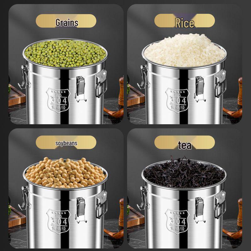 Stainless Steel Sealing Bucket: Insect & Moisture-Proof Rice and Soup Container