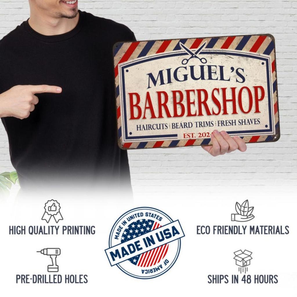 Personalized Barber Shop Metal Sign Wall Decor Custom Tin Plate Art