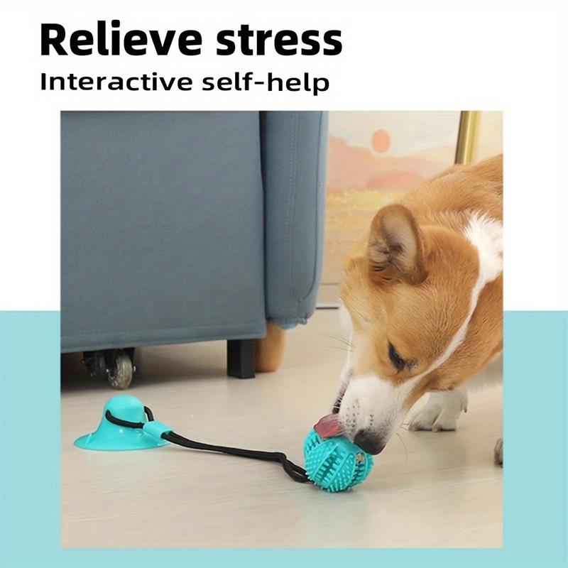 Interactive Suction Cup Dog Toy featuring Sound and Treat Dispensing - Durable Rubber Ball designed for Training and Tug-of-War Fun