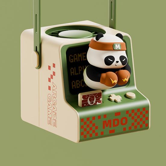 Game Machine Desk Fan with Lanyard USB Rechargeable Cartoon Animal Game Console Hanging