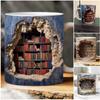 Keramik-3D-Bibliotheksbuch-Becher, Regal-Becher, kreatives Weltraum-Design, Mehrzweck-Becher, Kaffeetasse, Arbeitszimmer, Milchbecher, Freunde, Geburtstagsgeschenk