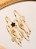 Gold Plated Stainless Steel Lucky Five Leaves Clover Bracelet for Women Adjustable Fashion Classic Jewelry Accessories Gifts