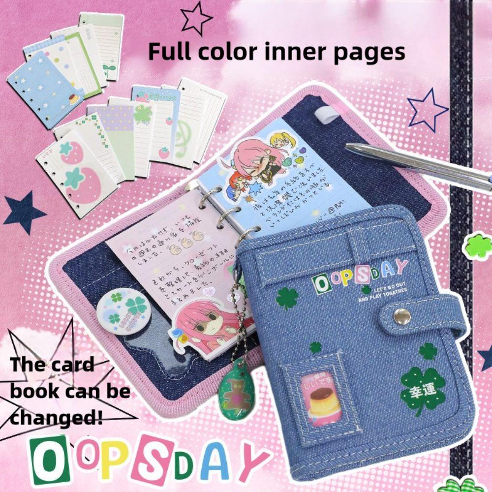 

Retro DIY Binder Journal Book Y2K Style Star Card Holder Vintage M5 Loose Leaf Notebook Girls Gift світло-синій колір
