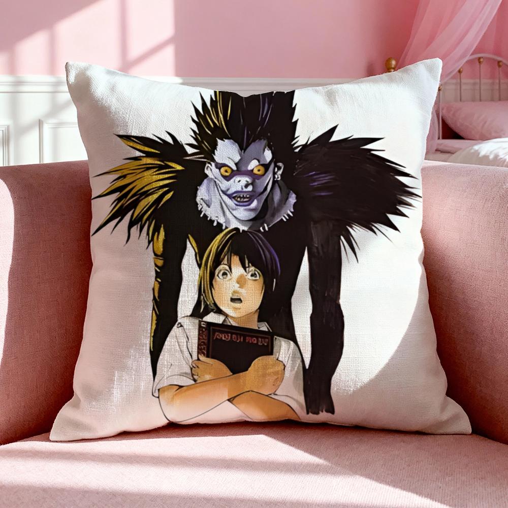 Anime D-Death Note Double-Sided Printed Pillow Cover Short Plush Suitable Living Rooms Bedrooms Sofas Throw Cushion Cover