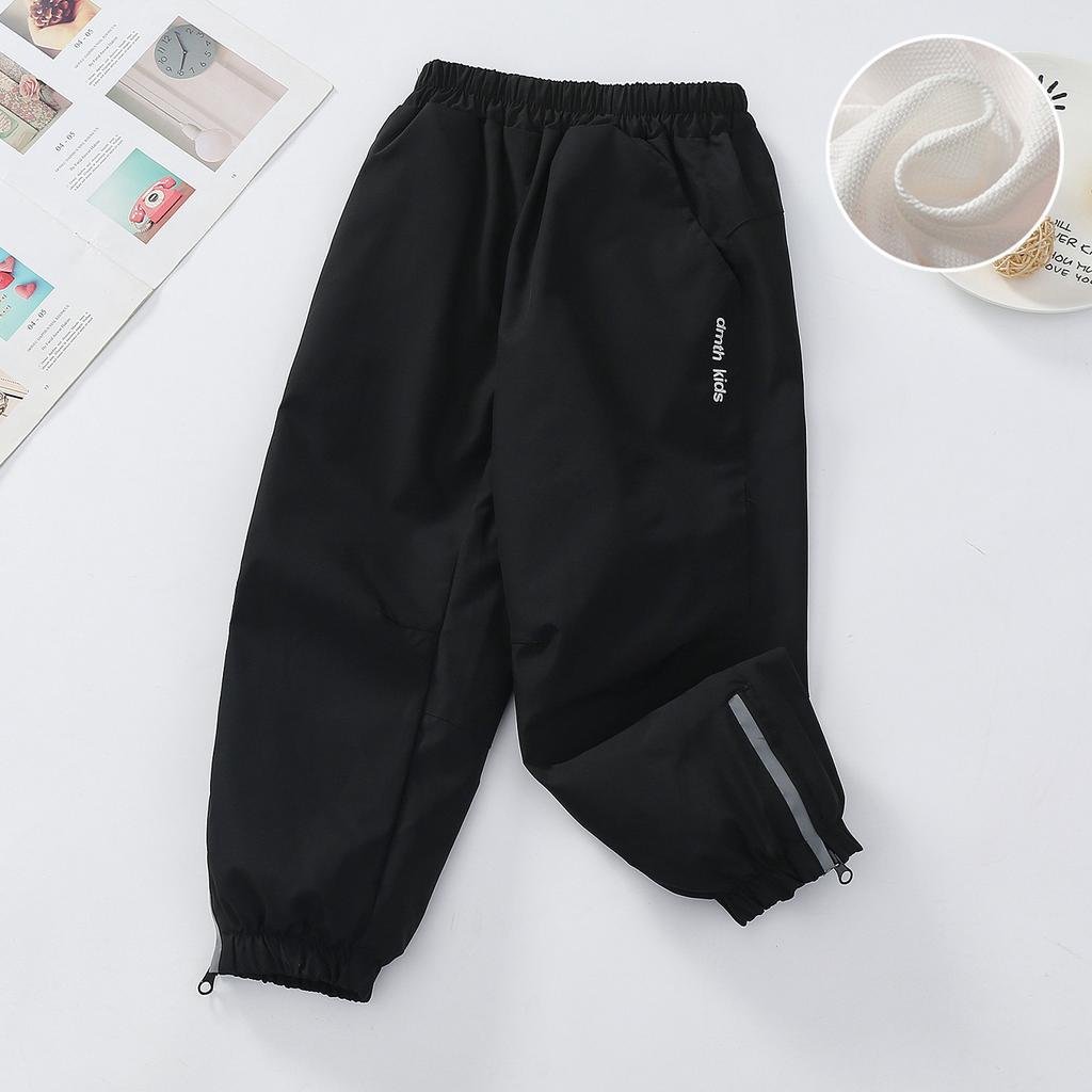 Boys Big Kids Loose Outdoor Windproof Solid Softshell Long Pants