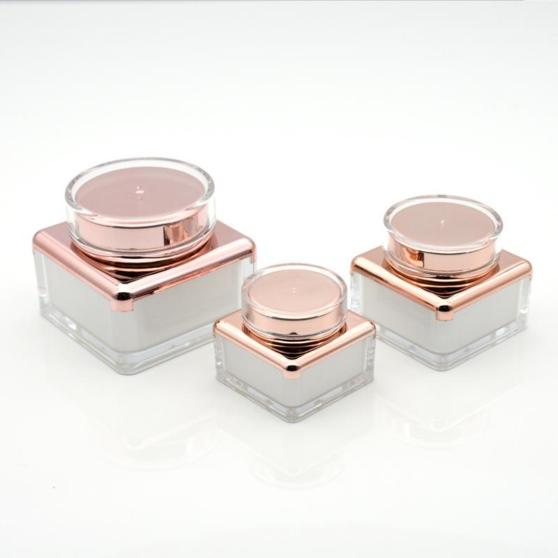 Square Refillable Skincare Set: 15g Eye Cream Bottle, 5g Silver Acrylic Jar, 30g Face Cream Bottle