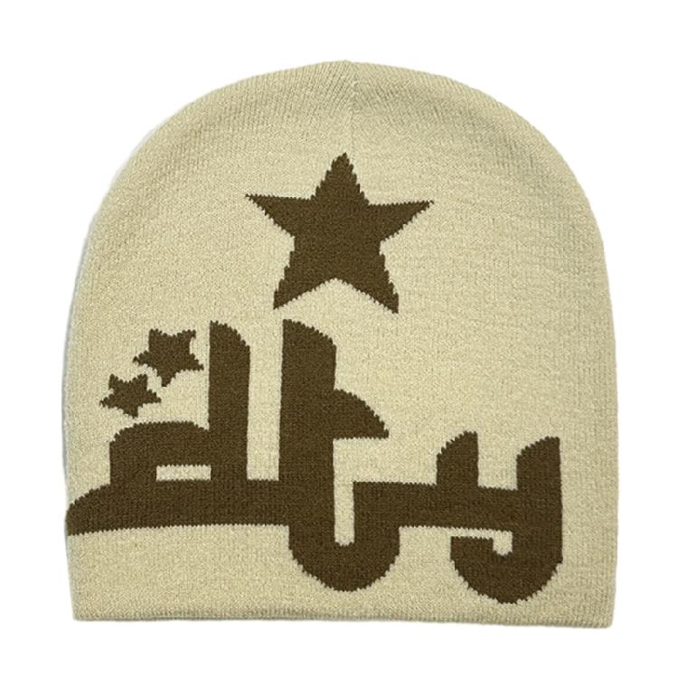 Women Knit Beanie Hats Warm Ear Protector Hat Teens Jacquard Star Handmade Hat