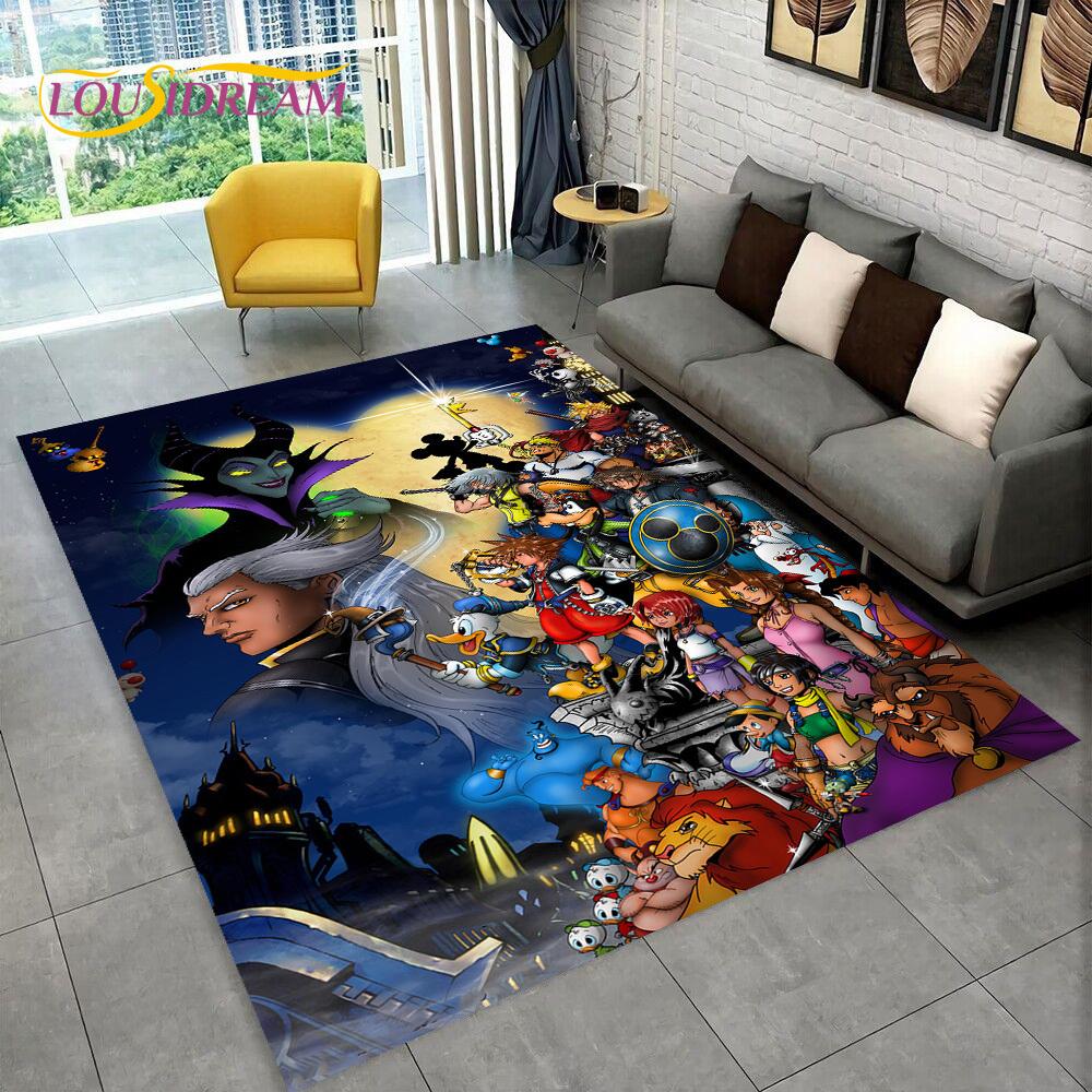 3D Cartoon Kingdom Hearts Game Carpet Rug for Home Living Room Bedroom Sofa Doormat Decor,kids Play Area Rug Non-slip Floor Mat