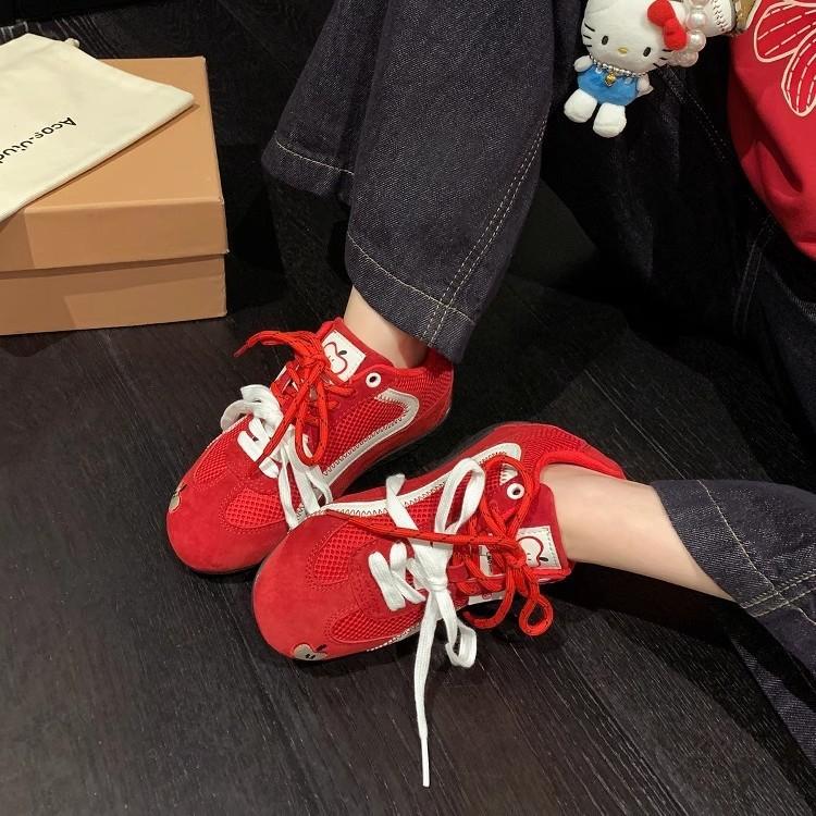 "Spot" Emoji Series~ Mesh Breathable German Training Shoes Women's 2025 Summer New Thick-soled Forrest Gump Shoes Women