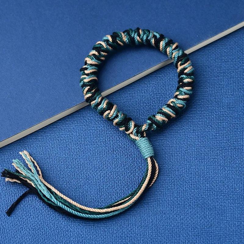Tibetan Hand Rope Handwoven Transfer Hand Rope Bracelet Thangka God of Wealth Green Tara Zakiram Bracelet Jewelry