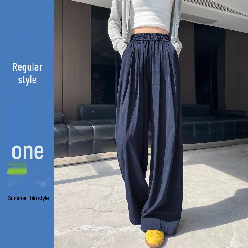 Yamamoto Ice Silk High Waist Pants - Summer Light, Loose, Slimming Draped Design XL
