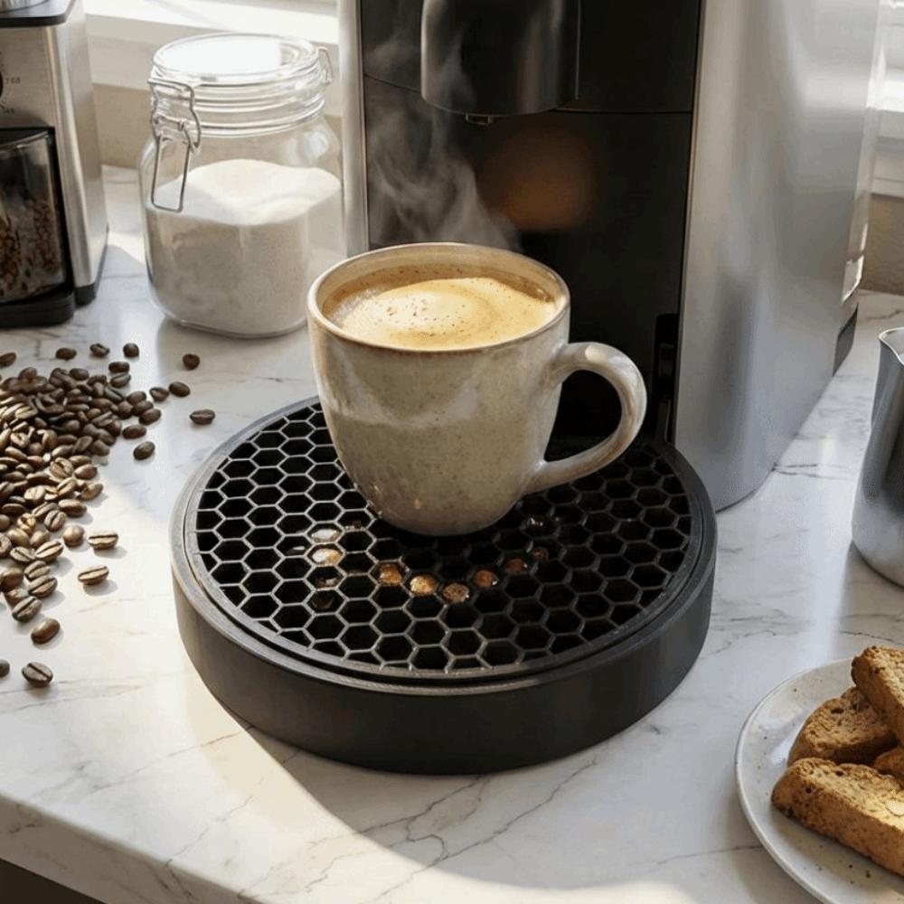 Svart Plast Kaffemaskin Droppbricka Honungskaka Hål Nätbricka Skydd Kaffestation