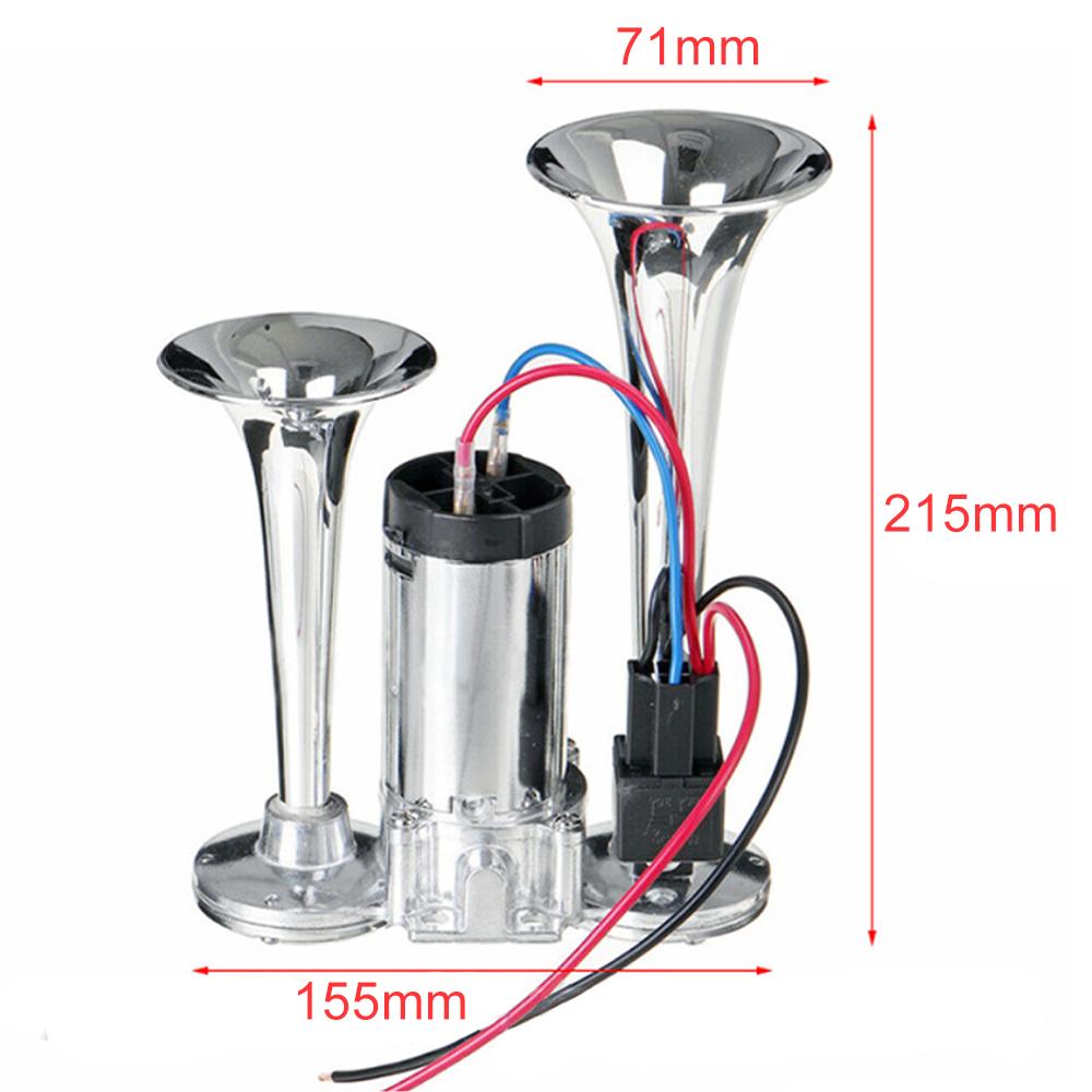 600DB Dvojité trumpety, Super hlasitá sada klaksonů s kompresorem Univerzální pro 12V automobily, motocykly, nákladní automobily, vlaky, lodě