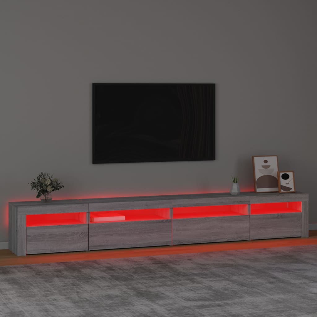 Vidaxl TV Cabinet with LED Lighting, Sonoma Oak Grey, 270X35X40Cm