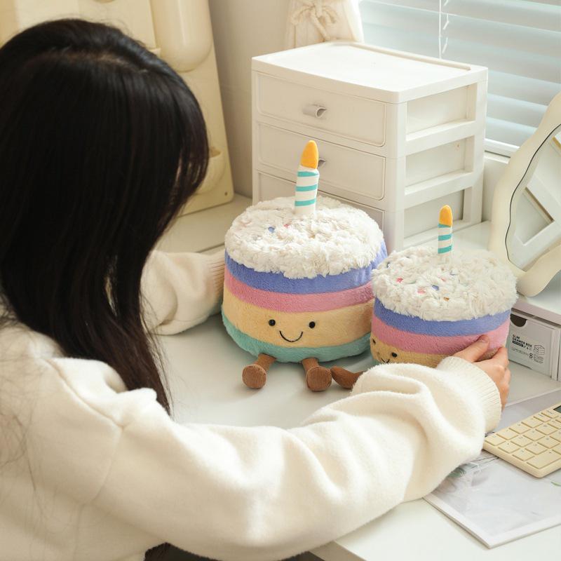Adorable Rainbow Cake Plush Doll - Happy Birthday Gift & Fun Decor Toy