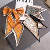 Korean Thin Narrow Ribbon Angled Scarf With Temperament Fashionable Women's Headscarf Small Decoration Versatile Spring Autumn