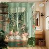 Botanical Studio With Plants And Sketchbook Shower Curtain Machine Washable All Season Waterproof Privacy Protection Quick Setup