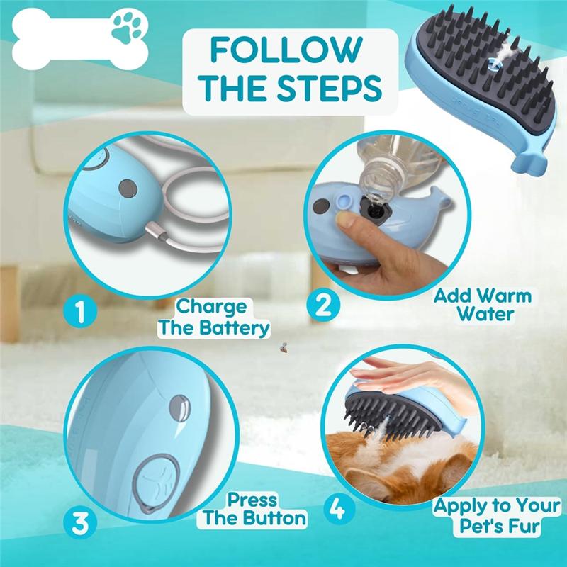 Cat Steam Brush - Self Cleaning Steamy Cat Brush For Massage, Steam Pet Brush For Removing Tangled And Loose Hair