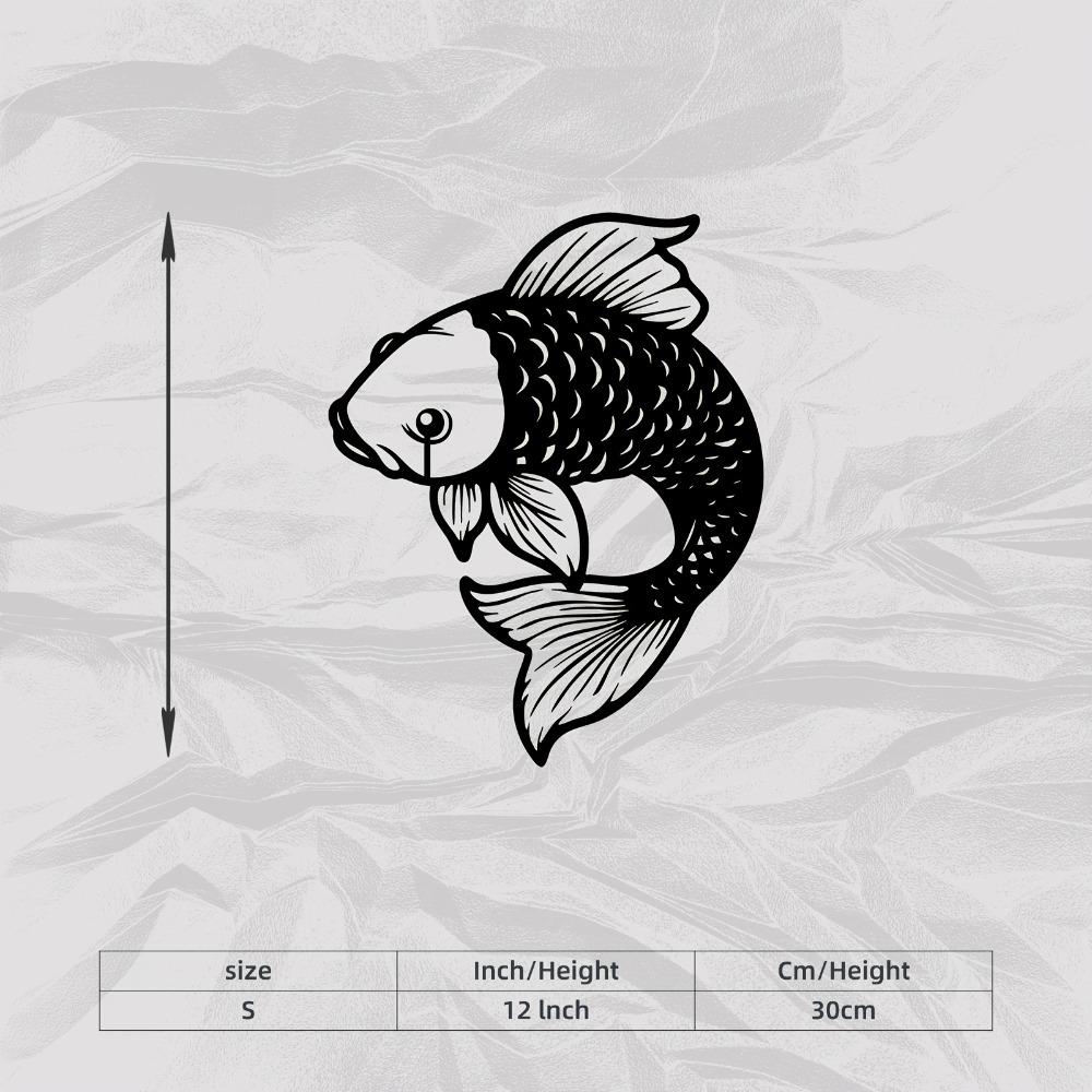 

Koi Fish Metal Wall Art Statue Mural Weather Resistant Decoration Chinese New Year Housewarming Gift Water Garden Lovers Patio Fence Decor 1pc S/30cm/12inch