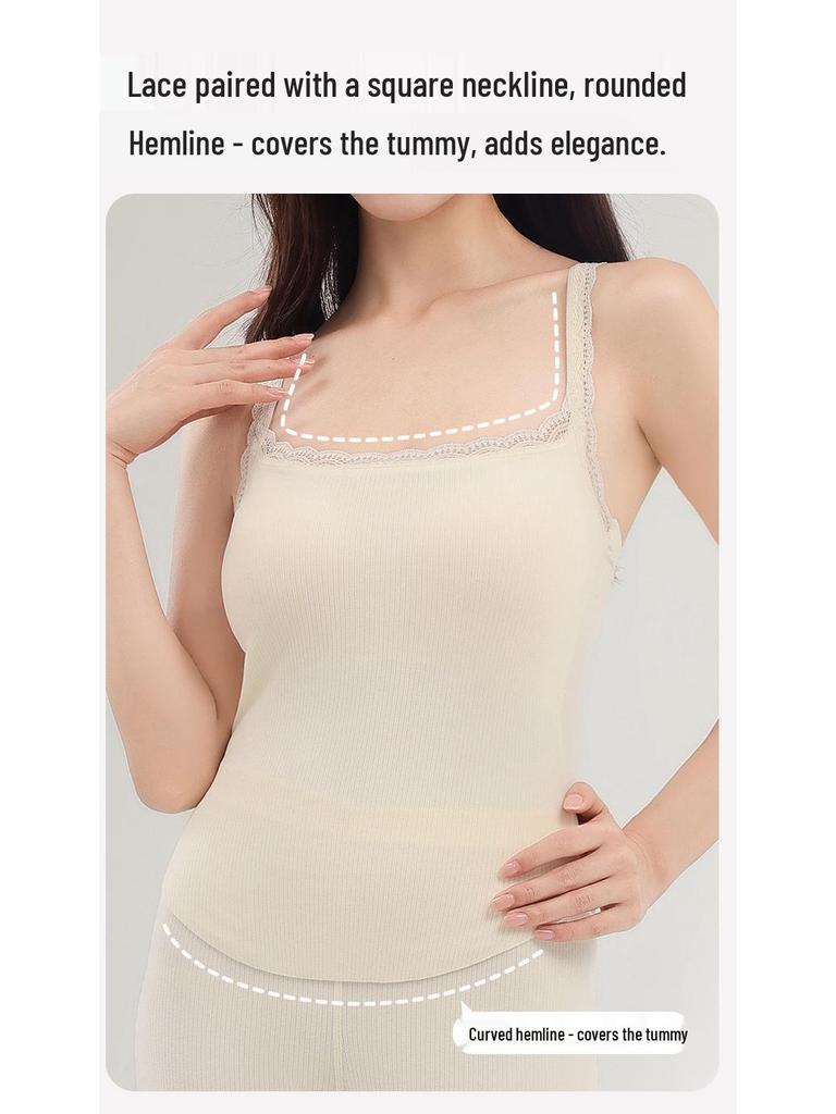 Women's Warm Camisole Tank with Chest Pad & Beautiful Back Bra – Comfortable Integrated Base Layer