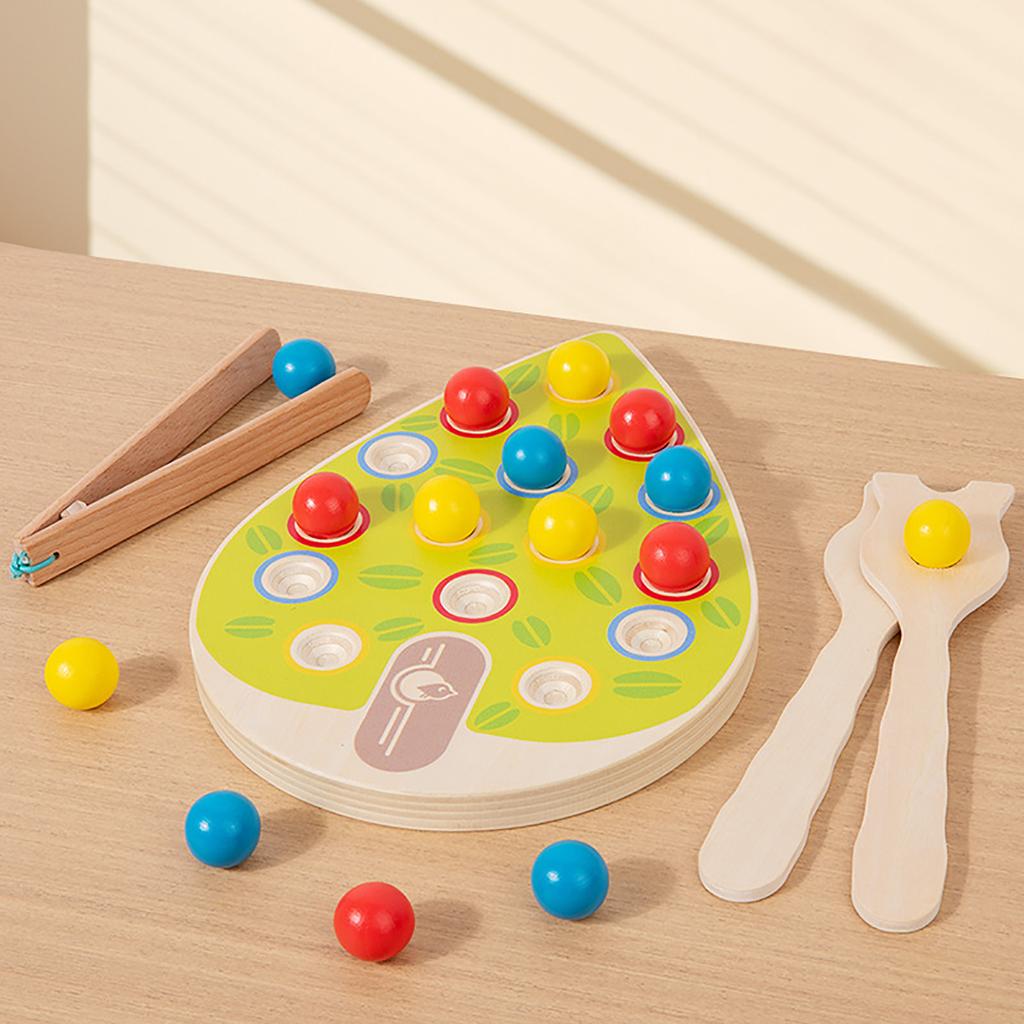 Wooden Fun Color Matching Clip Beads Exercise Concentration Training Parent-child Interactive Table Game Educational Toys