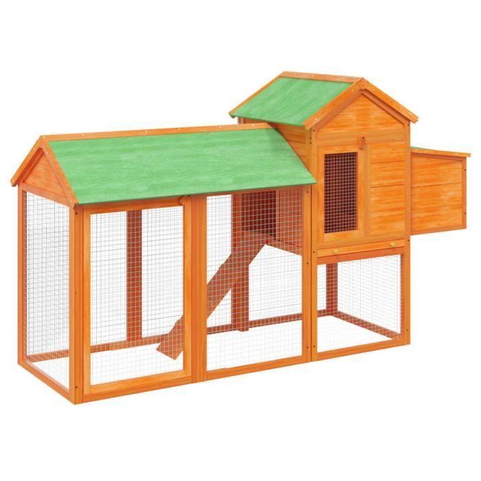 VidaXL Brown Chicken Coop 193x65x117 Cm Solid Pine Wood 172232