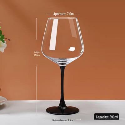 Shangqi Black Stem Burgundy Crystal Wine Glass Set, 560ml (Set of 8)