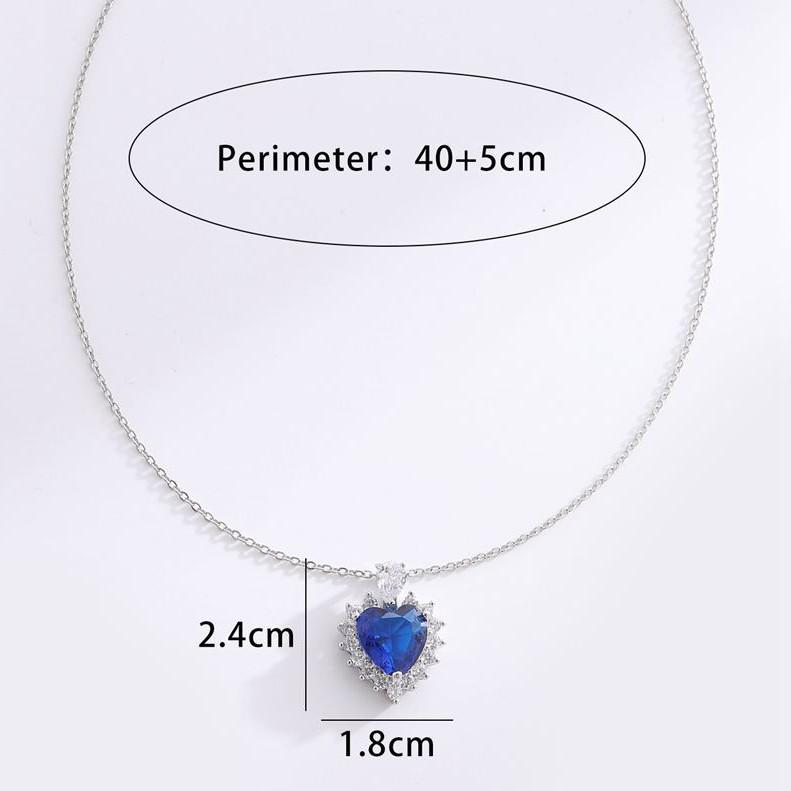 Xiyin Copper Zircon Peach Heart Pendant Necklace - Hip Hop Style for Couples