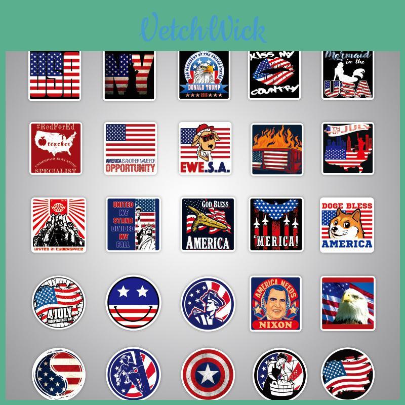 100pcs Usa America Flag Trump Stickers Laptop Bike Cars Waterproof Skateboard